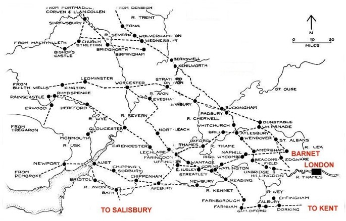 Map of Oxforshire Drovers  Routes