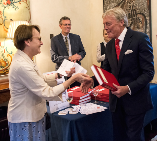 2019 Kate Tiller presenting a copy of the Victoria County History volume on Wychwood…